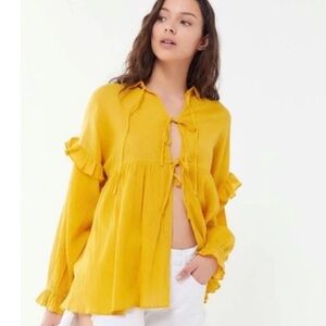 Urban Outfitters Claudia Crinkle Tie Front Top Size Medium